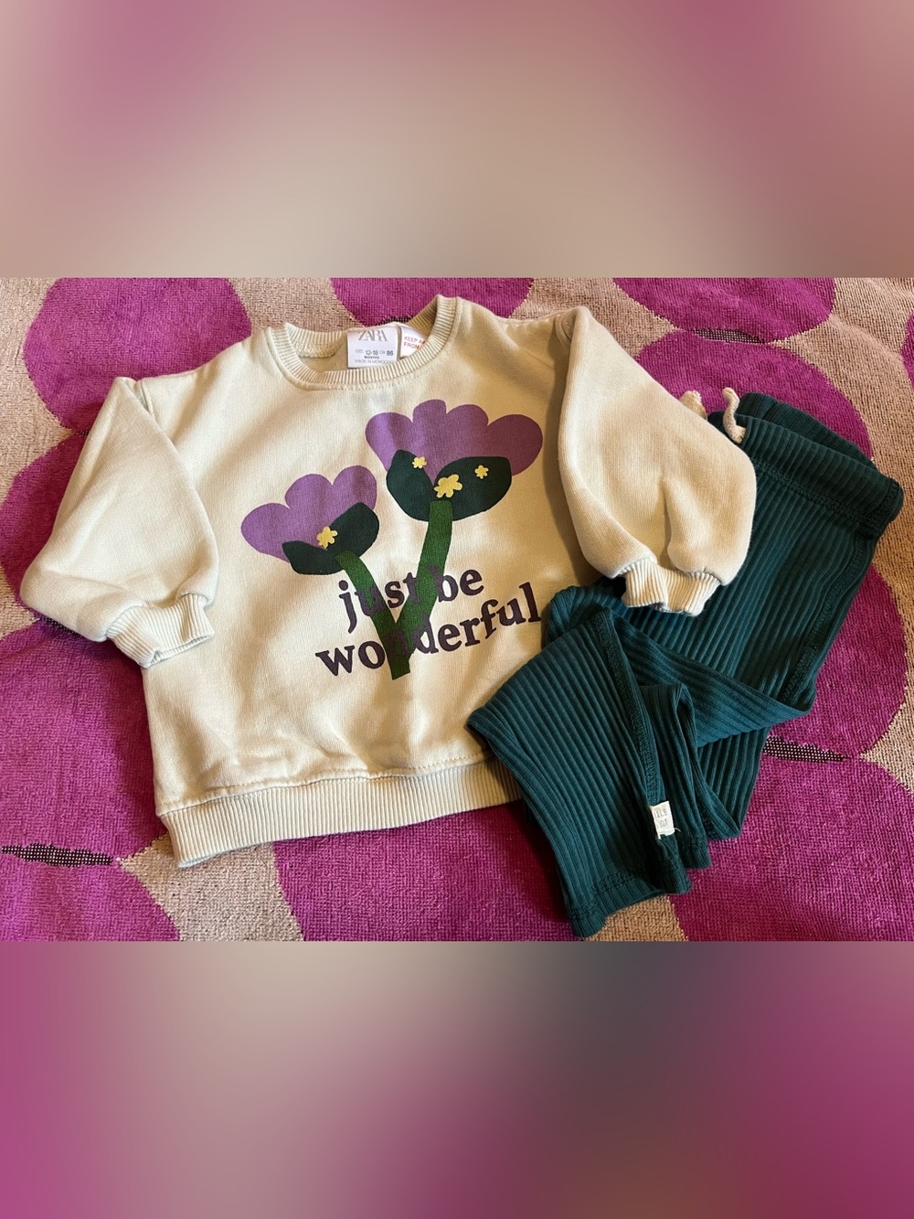 NWOT Zara Pick A Flower 2 piece Outfit Set